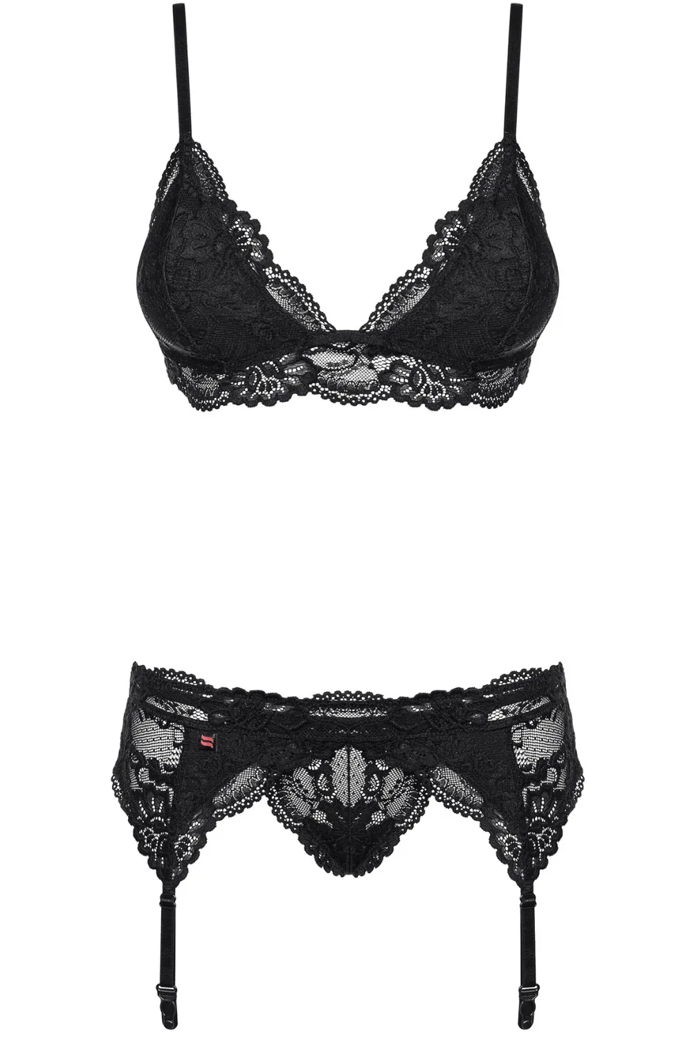 810 Bra. Thong & Suspender Belt Black