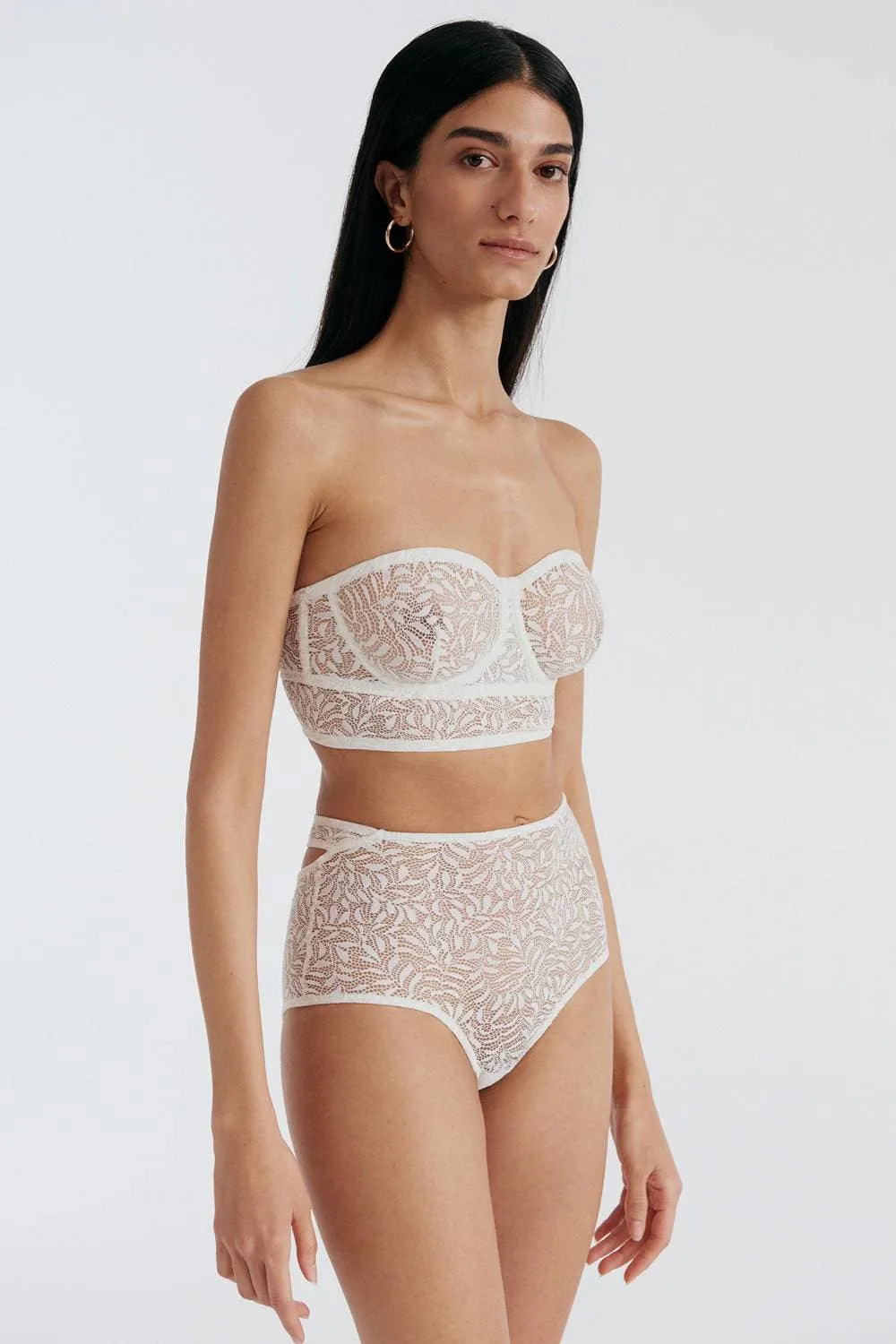 Acacia High Waist Cut Out Brief Off White