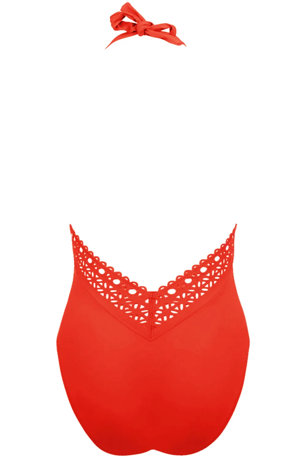 Ajourage Couture Plunging Back Halter Orange Swimsuit