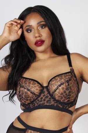 Alexis Leopard Print Mesh Cut Out Bra B - H