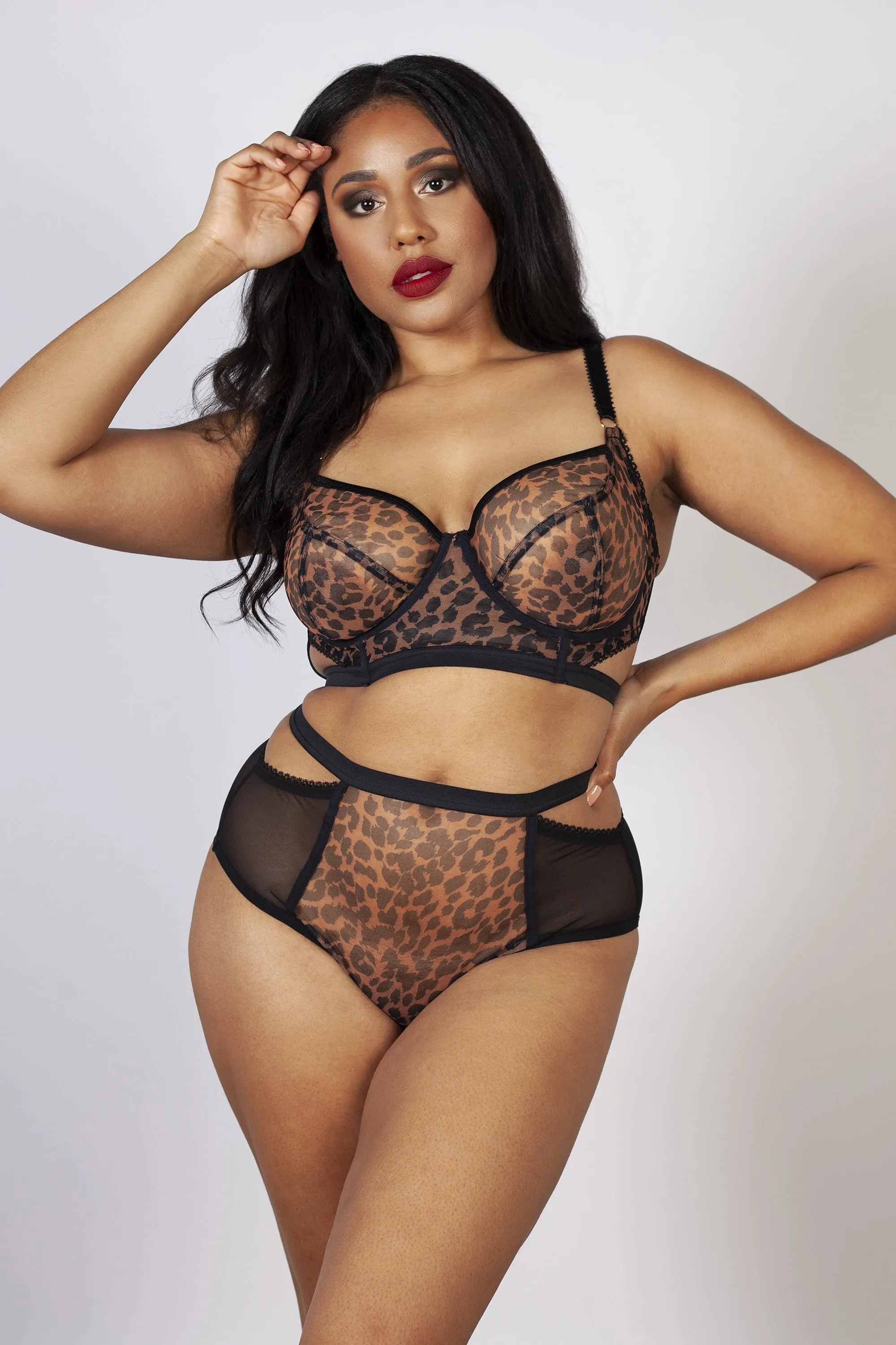 Alexis Leopard Print Mesh Cut Out Bra B - H