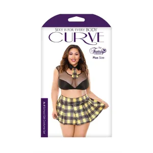 As If School Girl Costume Set; Schoolgirl; Tie Choker. Crop Top. Skirt. and Panty 1x/2x