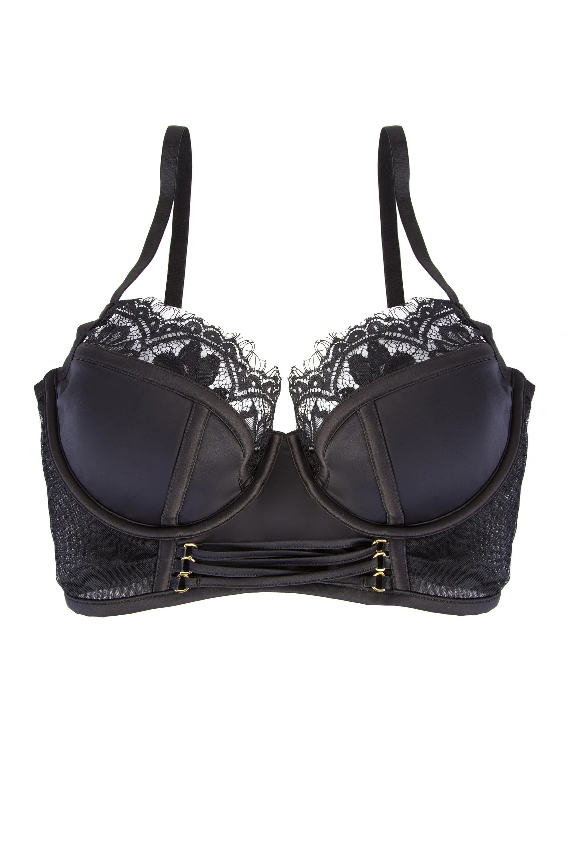 Bernadette Black Longline Corset Front DD/E-G Bra