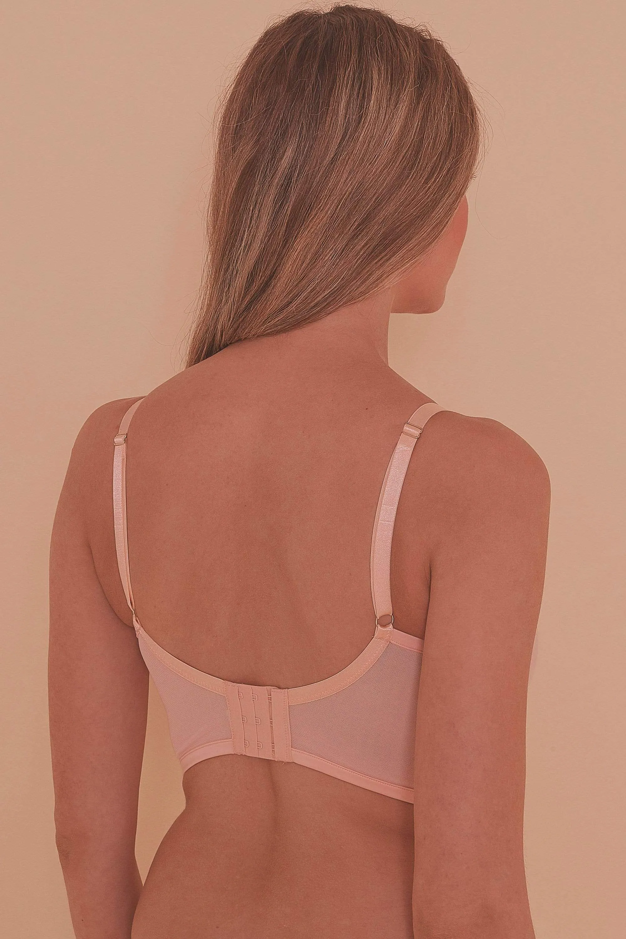 Bernadette Peach Longline Corset Front DD/E-G Bra