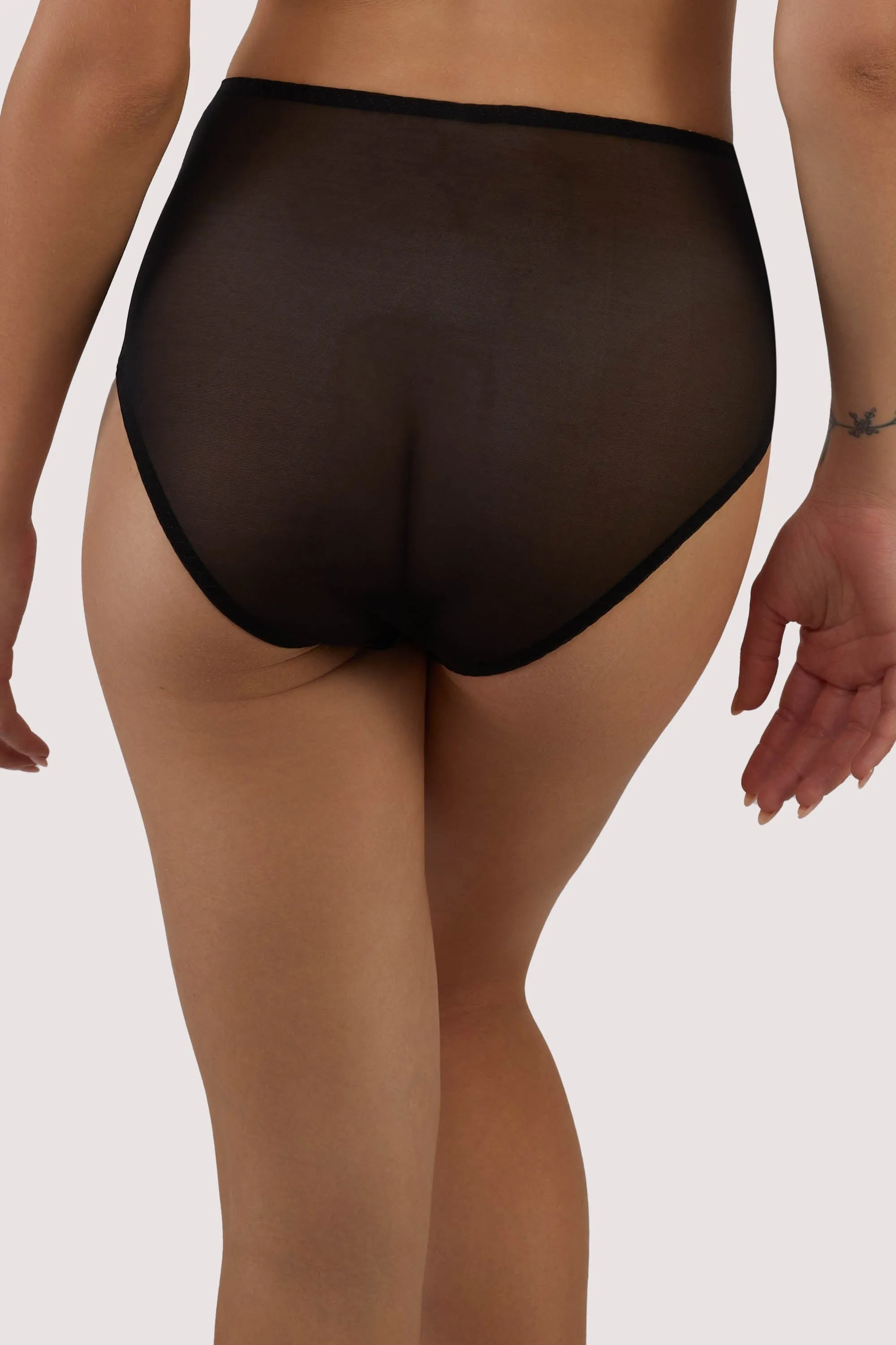 Clara Black Retro Embroidery Retro High Waist Brief