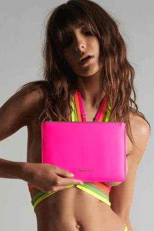 Corps à Corps Leather Pouch Neon Pink