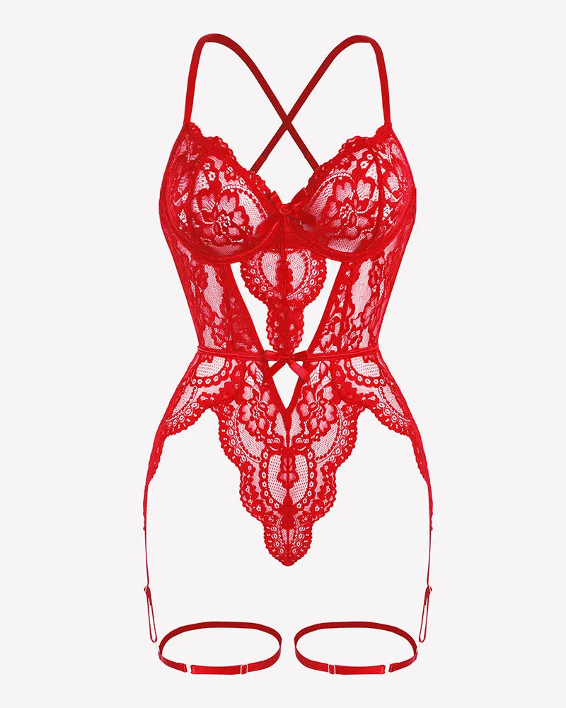 Cross-Back Straps Teddy Babydoll