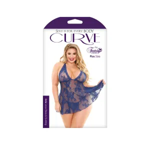 Curve Livie Lace Chemise & G-String Navy 3X/4X