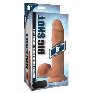 Curve Toys Big Shot Rechargeable Remote-Controlled 9 in. Vibrating Silicone Dildo with Balls & Suction Cup Light