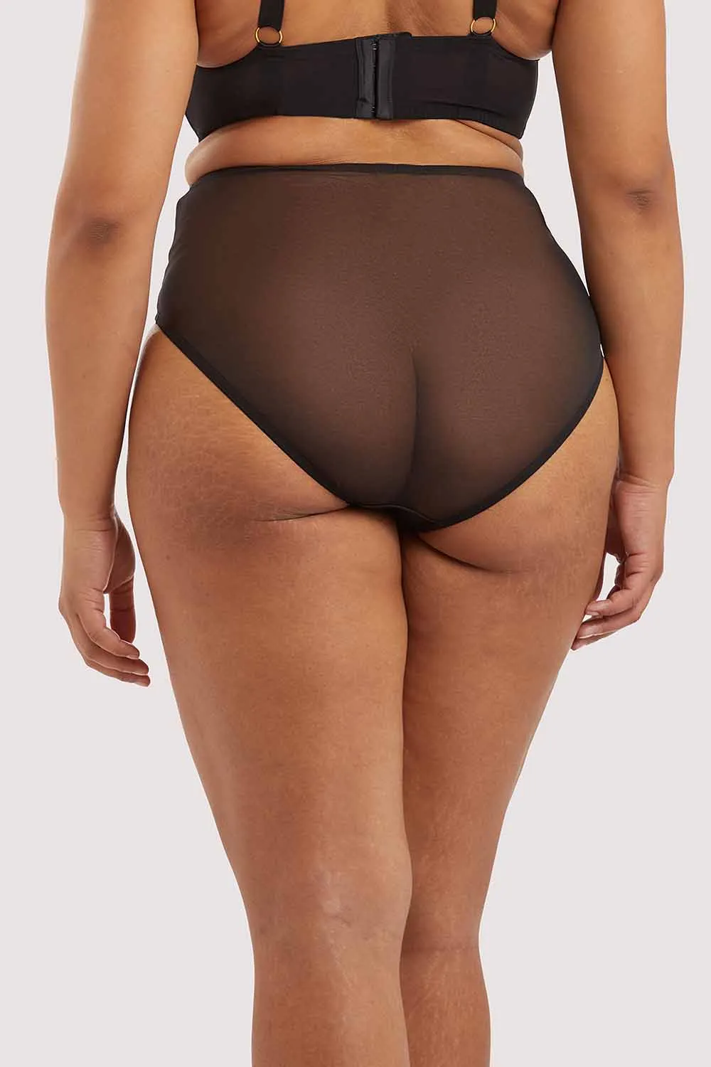 Eagan Black Satin High Waist Knicker