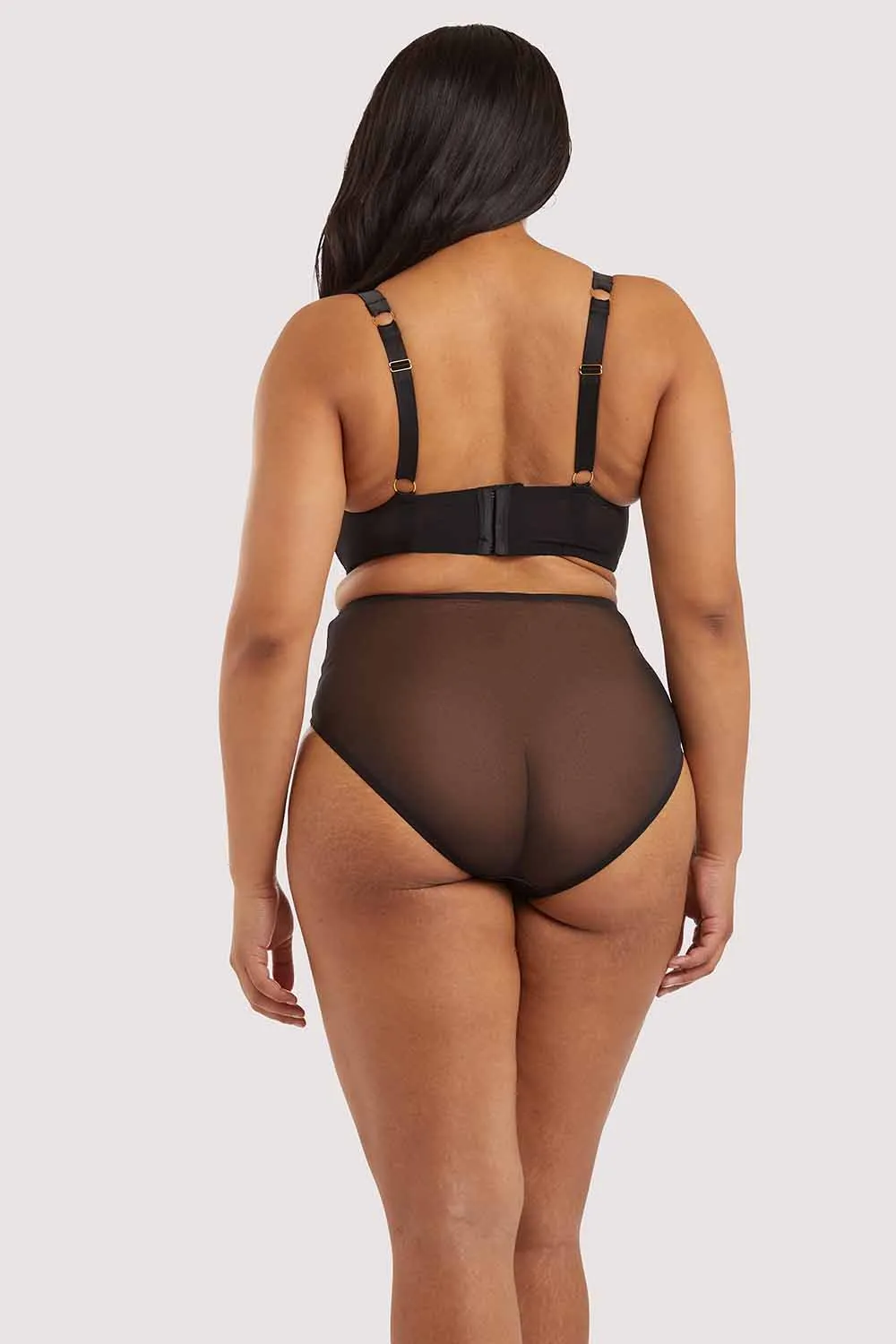 Eagan Black Satin High Waist Knicker