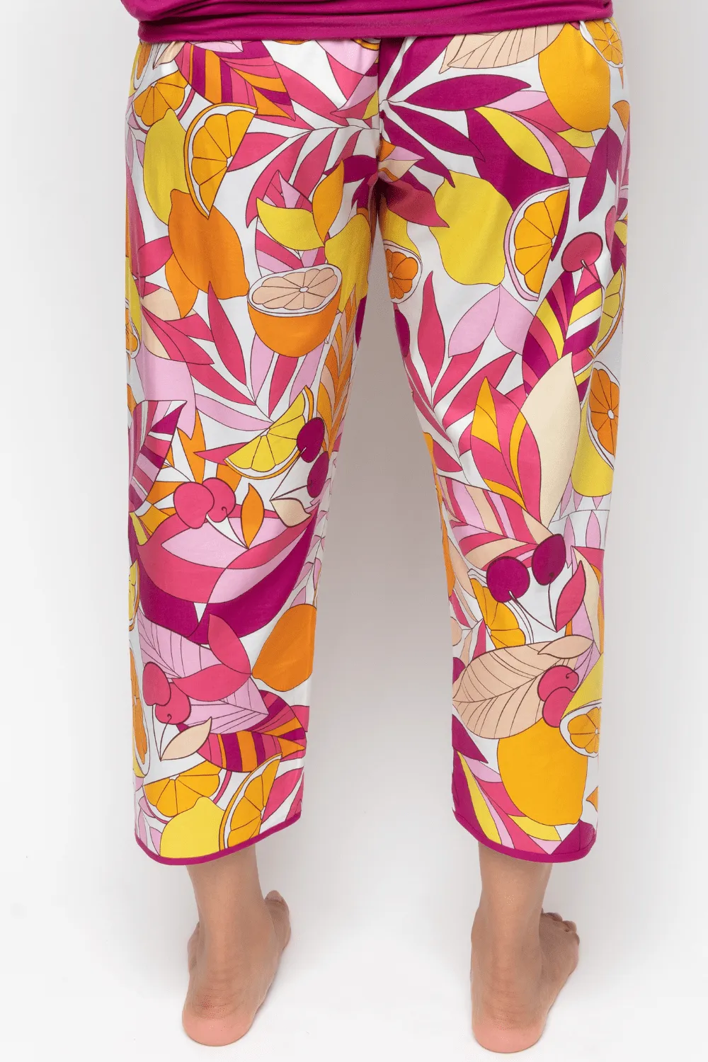 Emmi Fruit Print Cropped Pyjama Pants. Size UK 10