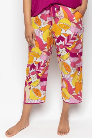 Emmi Fruit Print Cropped Pyjama Pants. Size UK 10