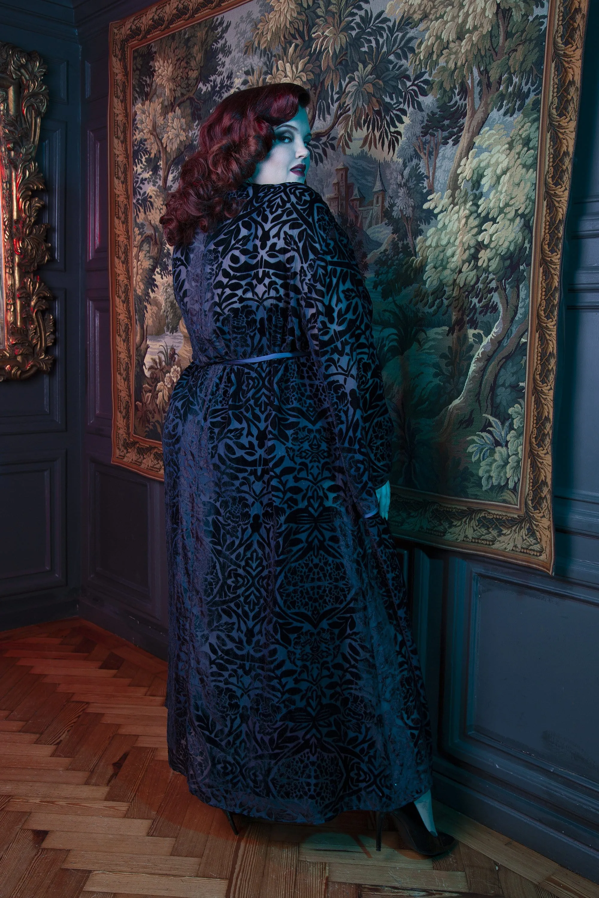 FFFB Teal devore long robe curve