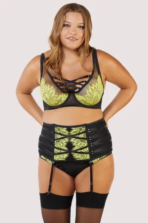 Gabi Fresh Kylie Black/Lime Lace Up Waspie