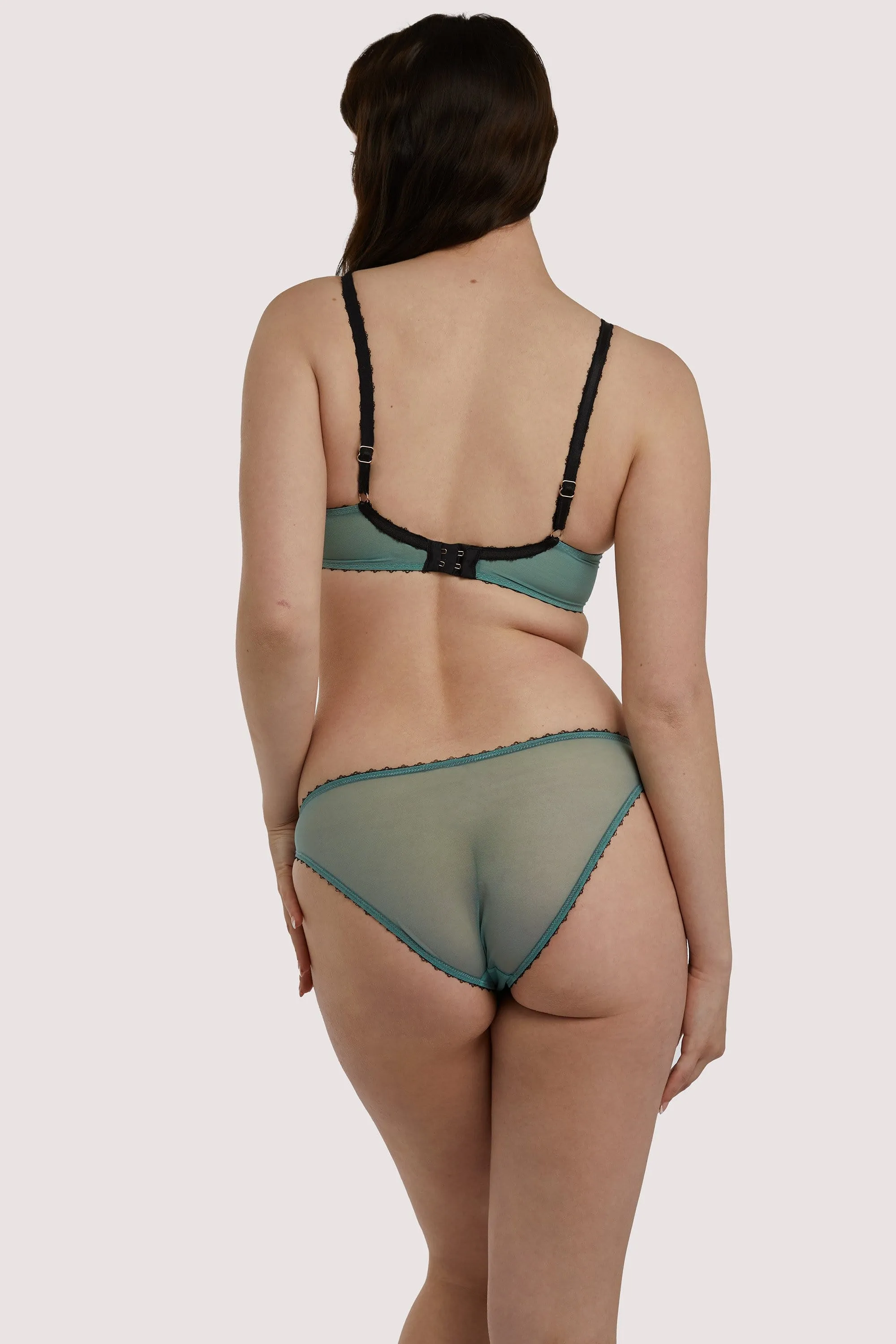 Grace Mesh Net Green Moss and Black Brazilian Brief