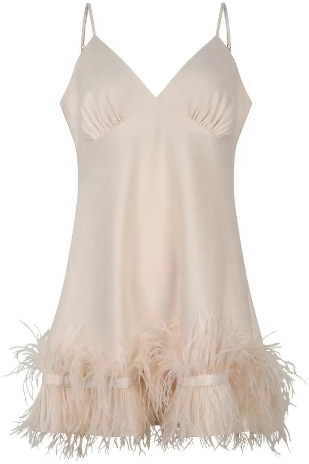 Honey Marabou Feather Trim Satin Slip Dress. Size XS (UK 6)