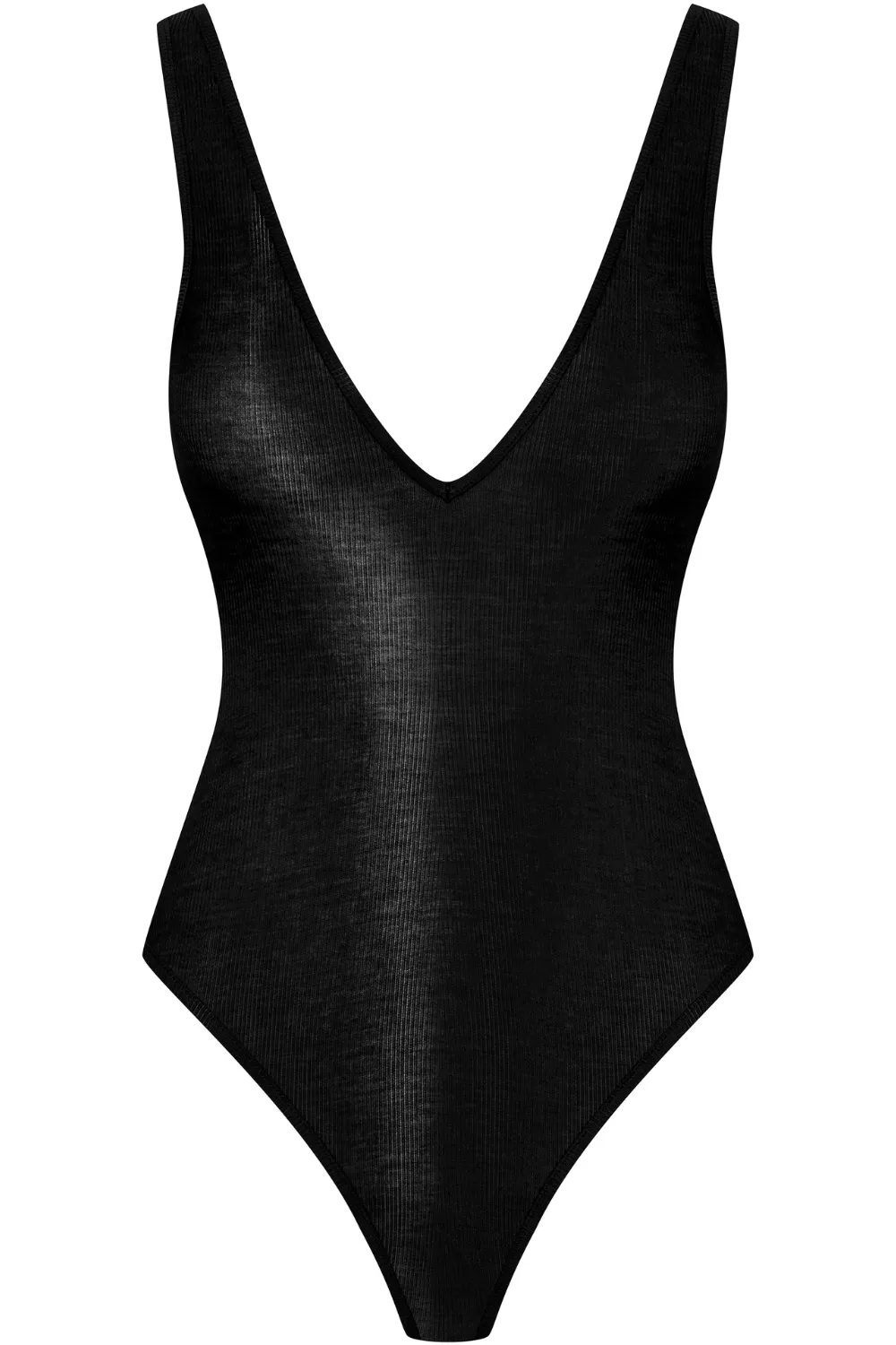 La Femme Amazone V Neck Thong Body Black