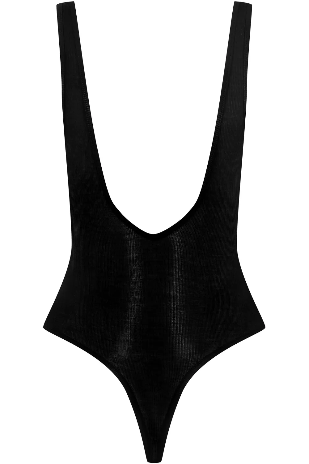 La Femme Amazone V Neck Thong Body Black