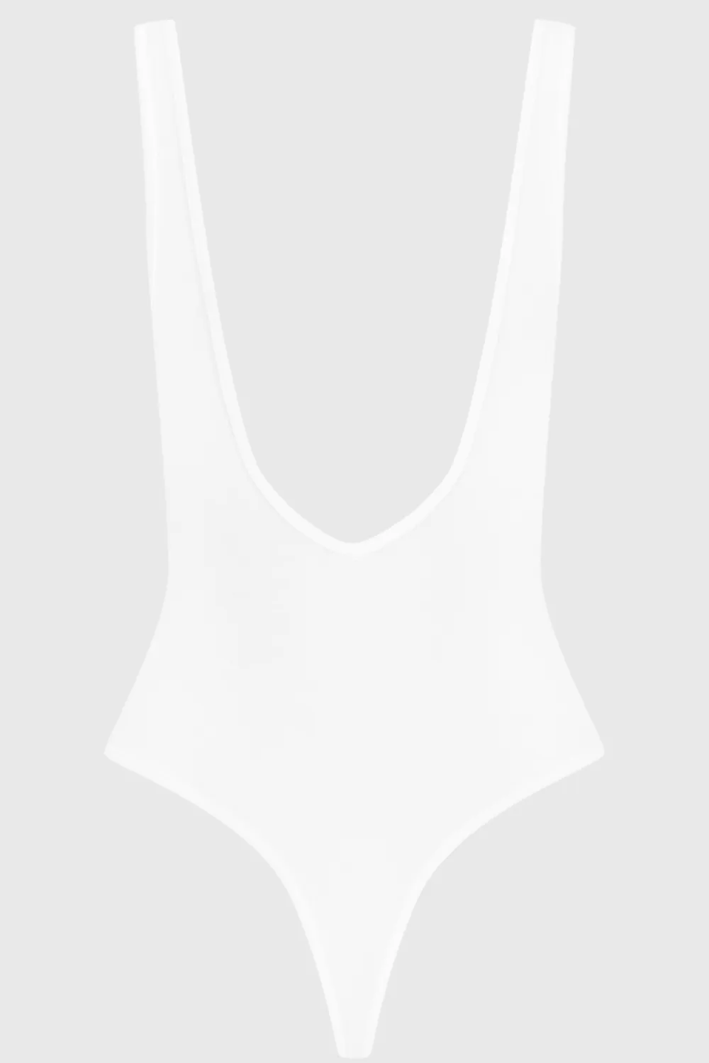 La Femme Amazone V Neck Thong Body White