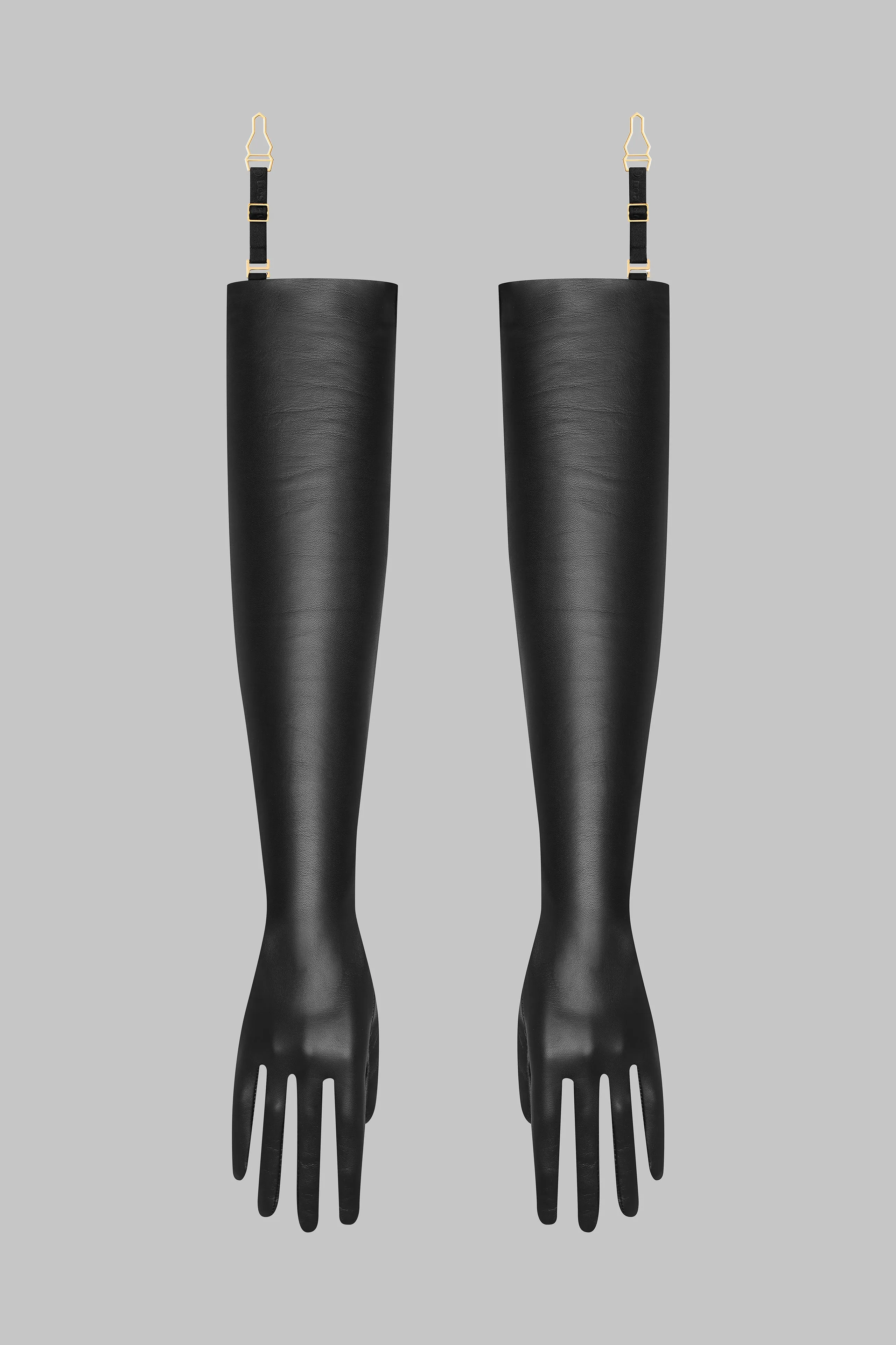 Leather opera gloves with suspenders