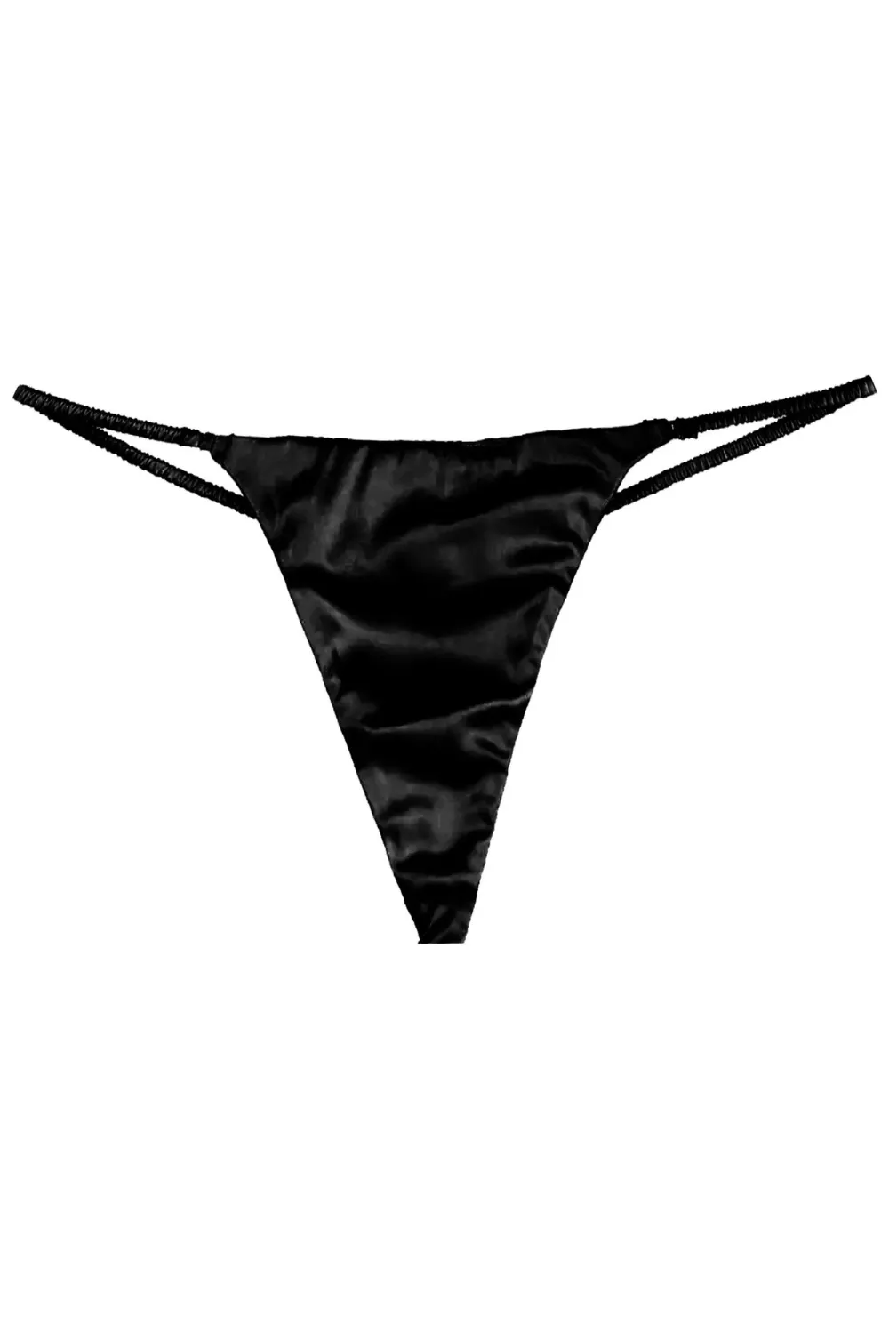 Luxe Silk V-String in Black