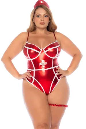 Metallic Red Nurse Costume