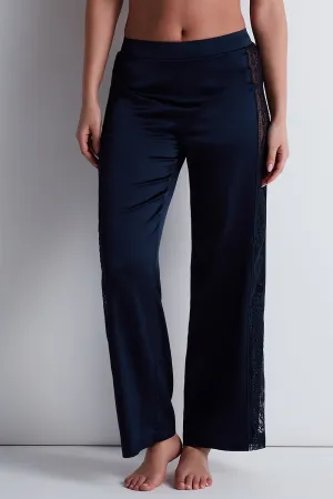 Midnight Whisper Silk Trousers Evening Blue