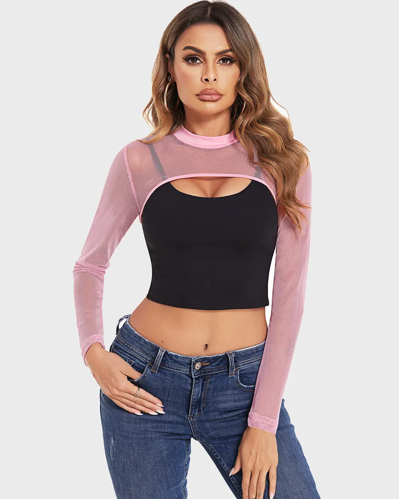 Mock Neck Long Sleeve Crop Top (DE Only)