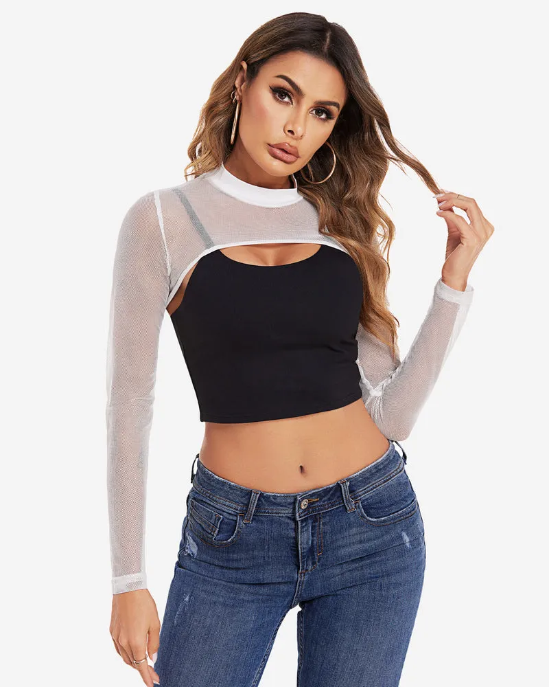 Mock Neck Long Sleeve Crop Top (DE Only)