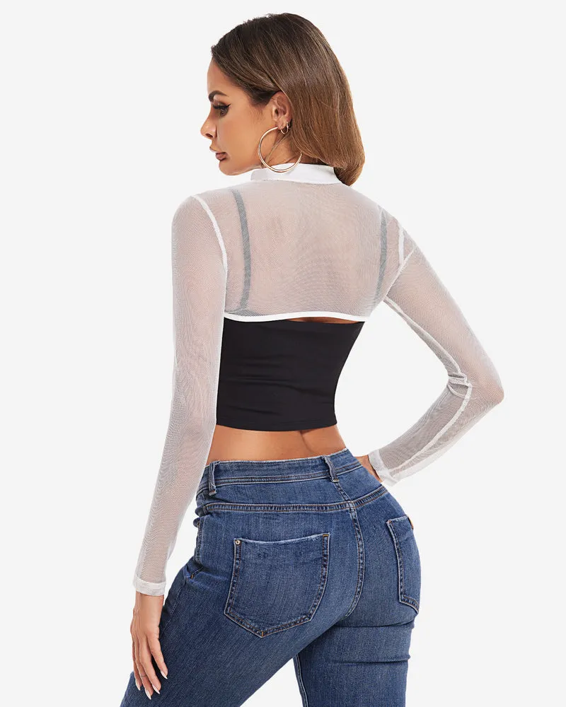 Mock Neck Long Sleeve Crop Top (DE Only)