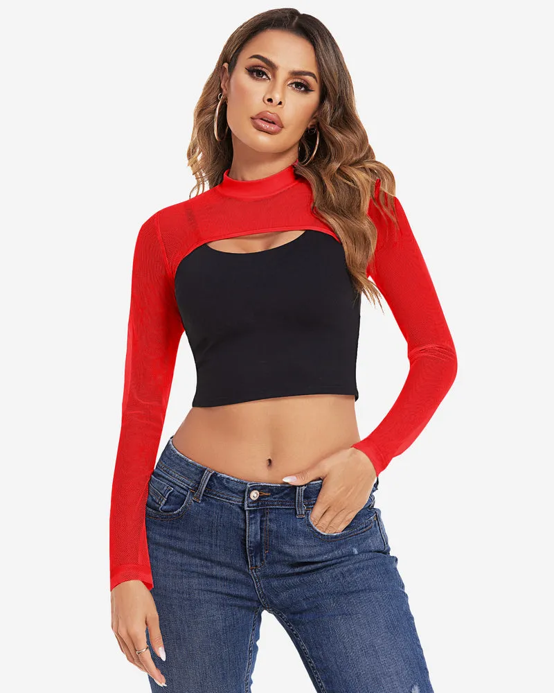 Mock Neck Long Sleeve Crop Top (DE Only)