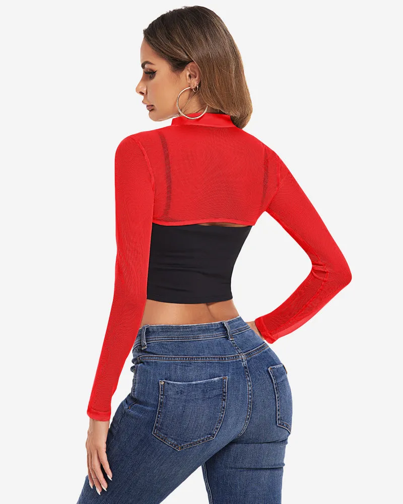 Mock Neck Long Sleeve Crop Top (DE Only)