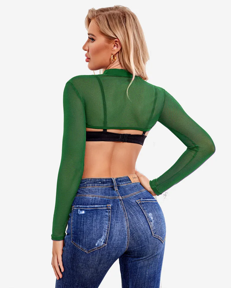 Mock Neck Long Sleeve Crop Top (DE Only)