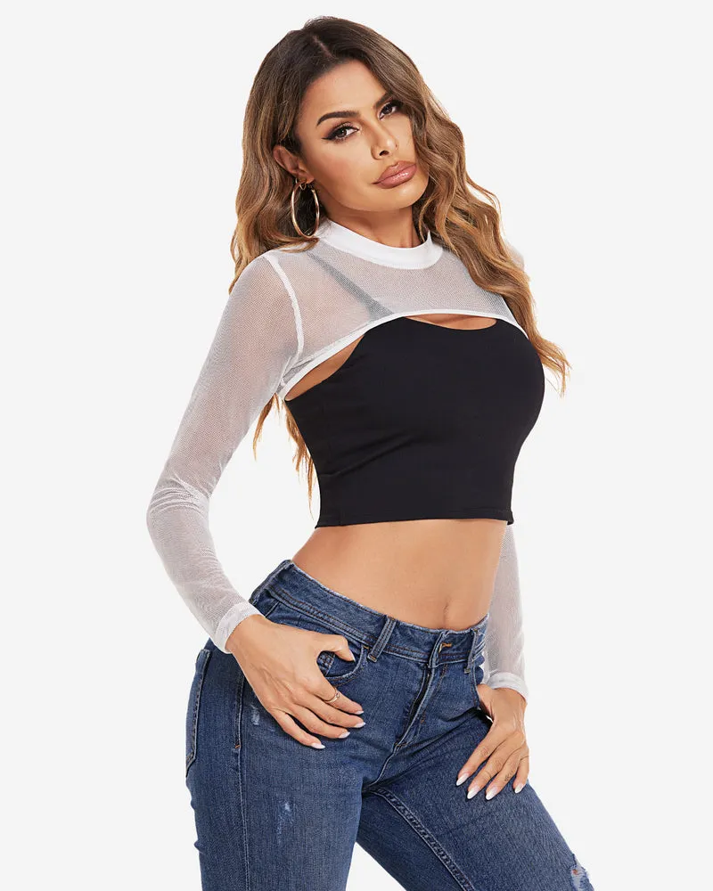 Mock Neck Long Sleeve Crop Top (DE Only)