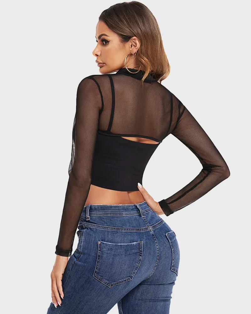 Mock Neck Long Sleeve Crop Top (DE Only)