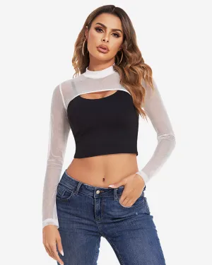 Mock Neck Long Sleeve Crop Top (DE Only)