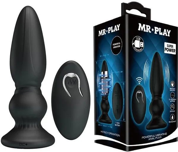 MR Play Powerful Vibrating Anal Plug Remote Butt Prostate Massager Sex Toy