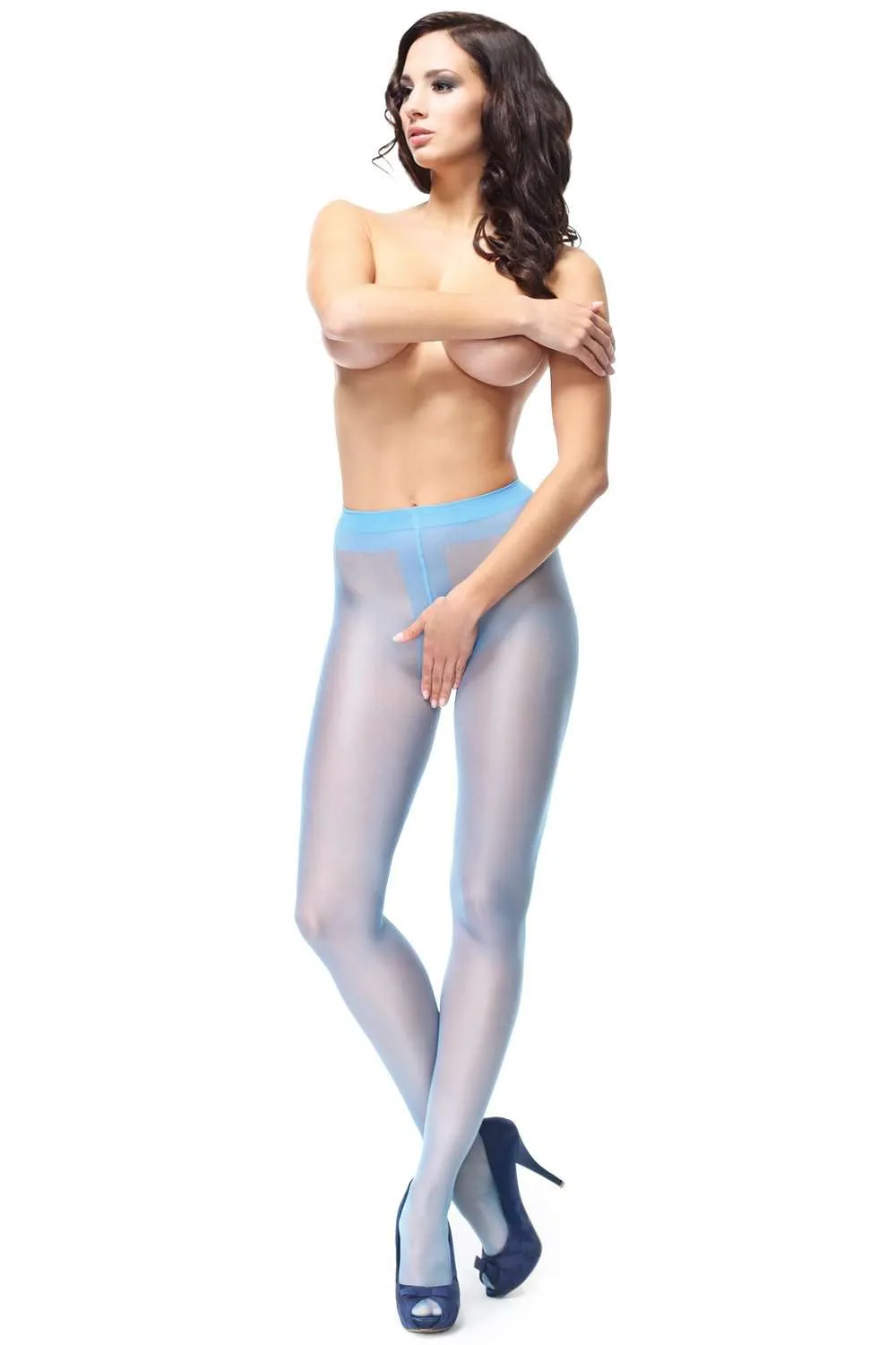 Open Crotch Tights Light Blue 20 Denier