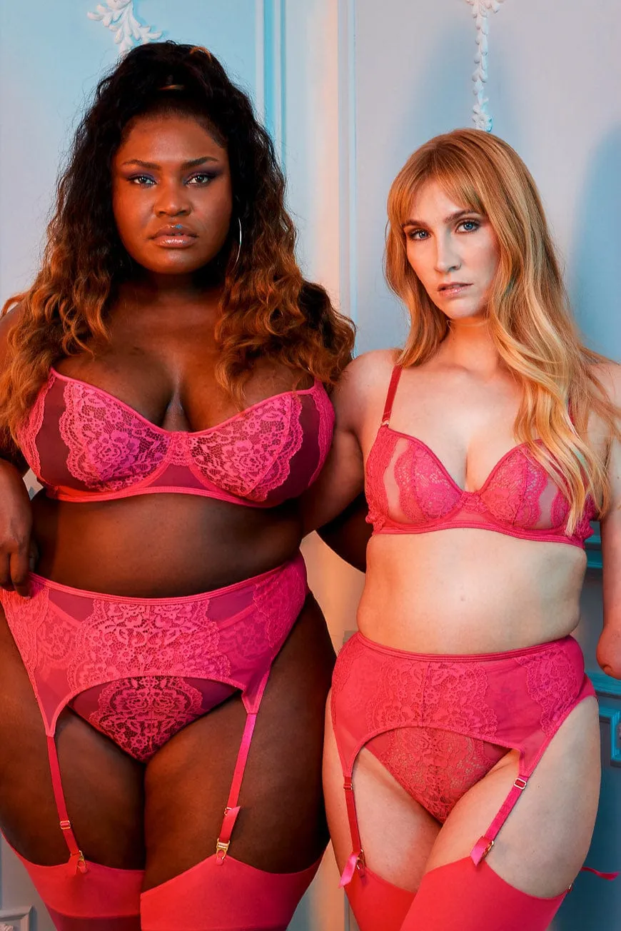 Ophelia Pink Cut Out Lace Suspender
