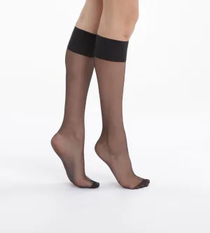 Pack of 2 pairs of black Mes Essentiels 15 sheer knee highs