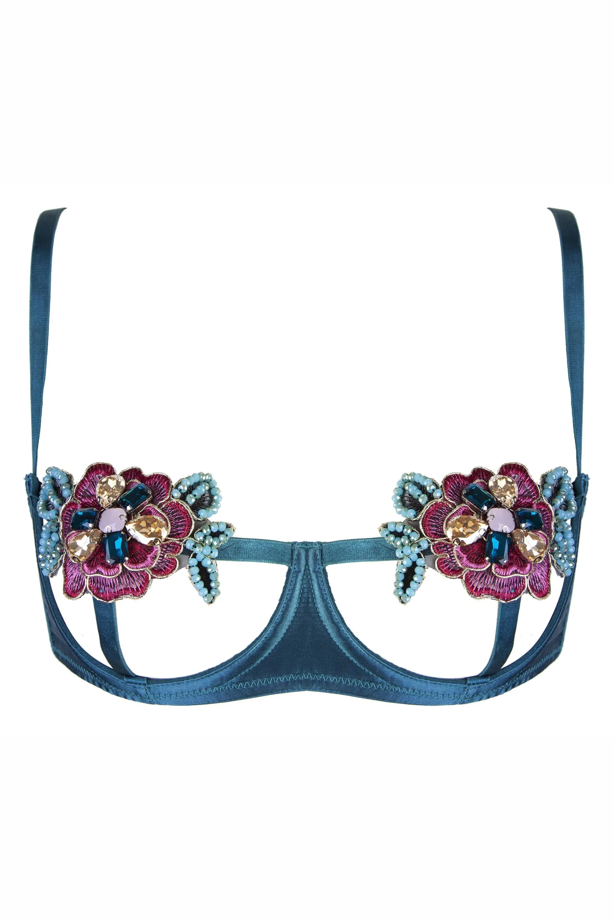 Peek & Beau Eileen Jewelled Applique Open Cup Bra