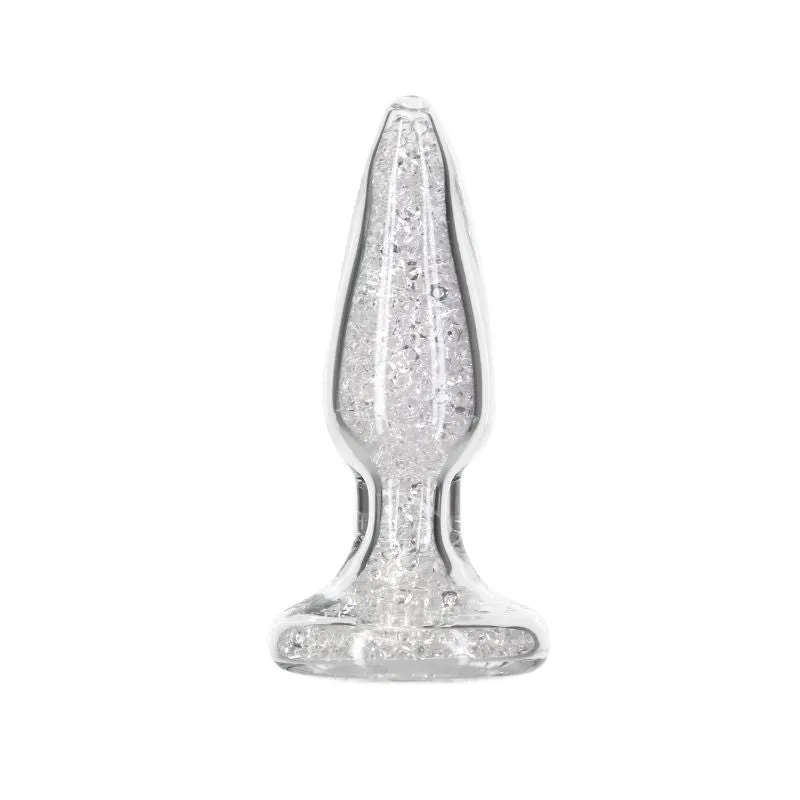 Pillow Talk Fancy Luxurious Glass Anal Plug Clear Gem Butt Dildo Sex Toy