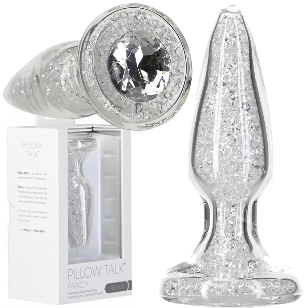 Pillow Talk Fancy Luxurious Glass Anal Plug Clear Gem Butt Dildo Sex Toy