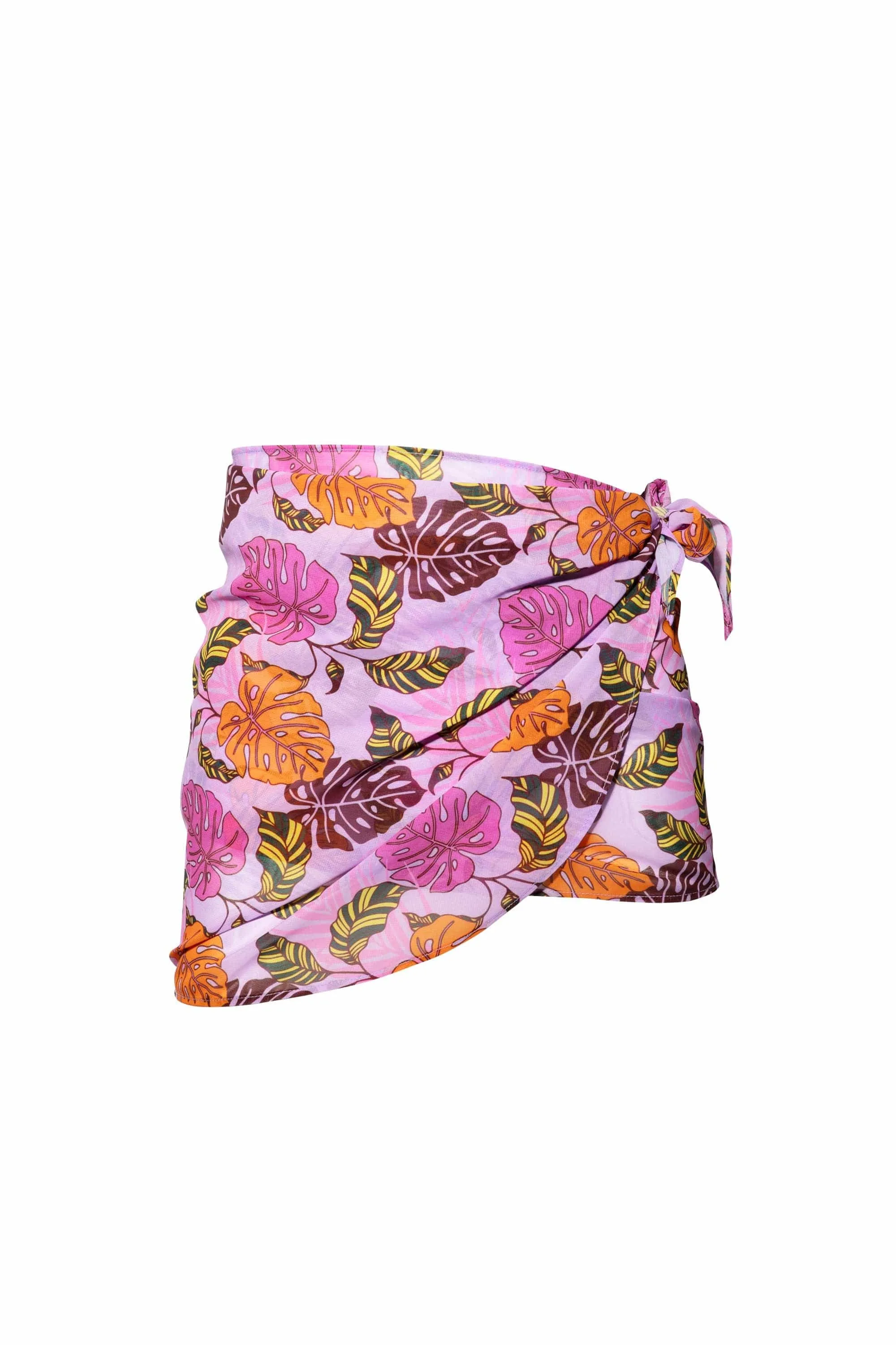 Riley Mix & Match Pink Palm Print Tie Side Sarong