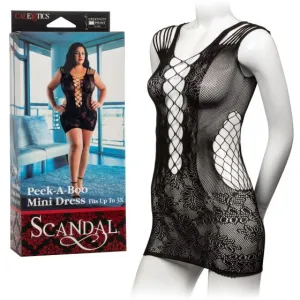 Scandal Plus Size Peek-A-Boo Mini Dress - Black