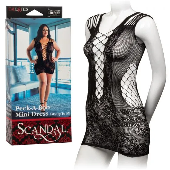 Scandal Plus Size Peek-A-Boo Mini Dress - Black