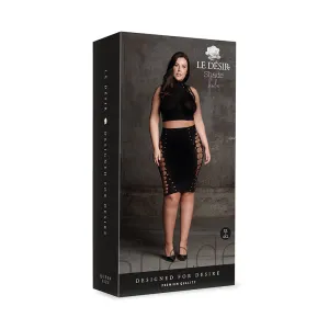 Shots Le Desir Shade Kala XXXVII 2-Piece with Turtleneck. Crop Top & Skirt Black Queen Size