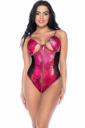 Snake Print Mesh Bodysuit