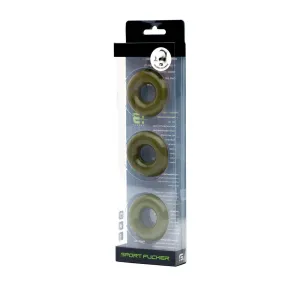 Sport Fucker Chubby Cockring Pack of 3 - Army Green